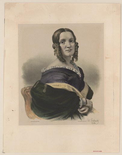 Print shows Angelica Van Buren, half- length portrait, seated, facing front.