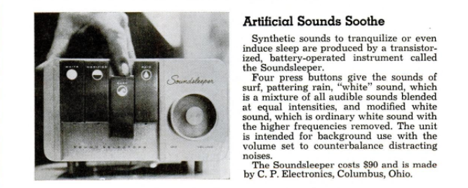 Advertisement for The Soundsleeper, to assist in helping babies fall asleep, from December 1962.