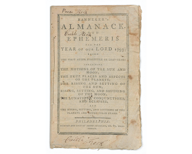 Title page of Benjamin Banneker's almanac