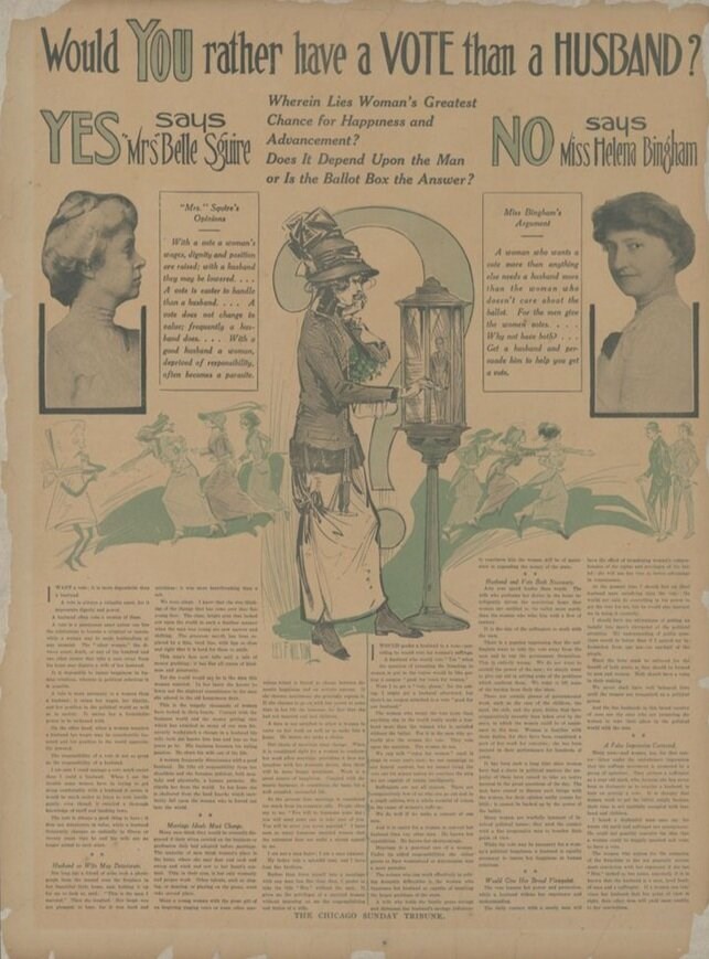 Newspaper article debating suffrage