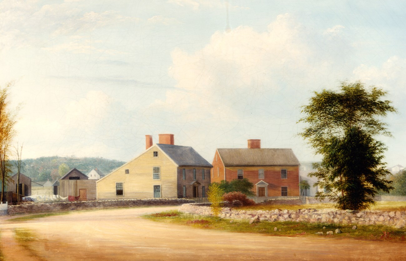 Watercolor of houses in a row