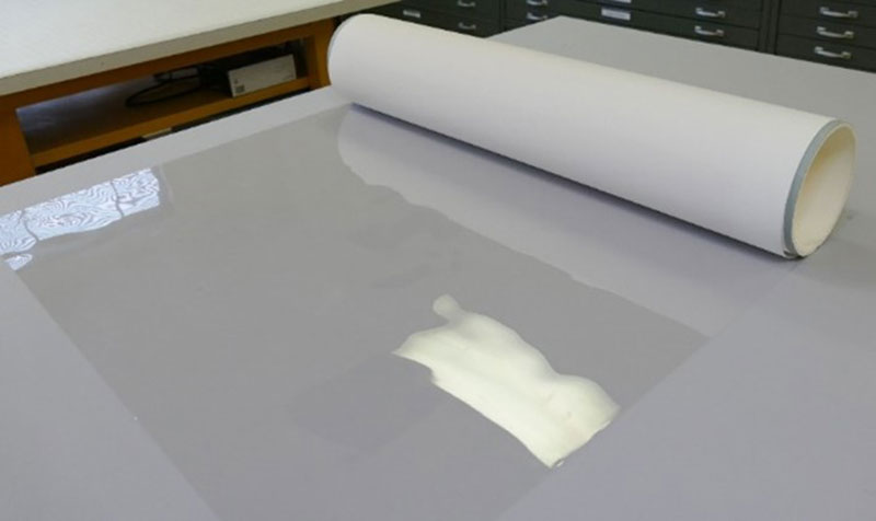 Tube placed on polyester film.