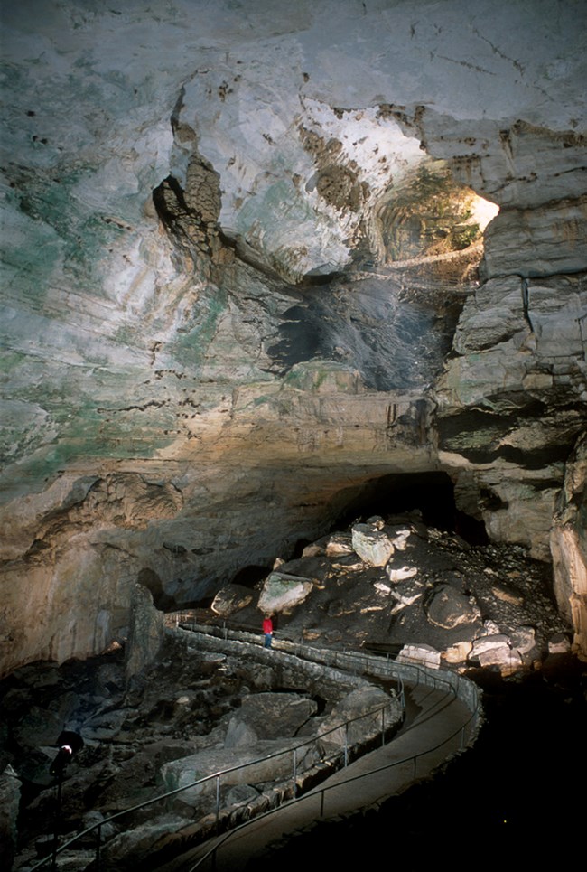 Large cavern in cave.
