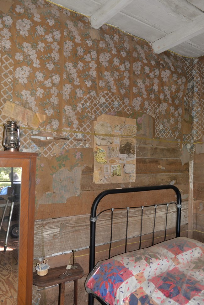 Interior of cabin at Oakland Plantation.