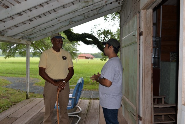 Capturing an oral history with former sharecropper Elvin Shields.