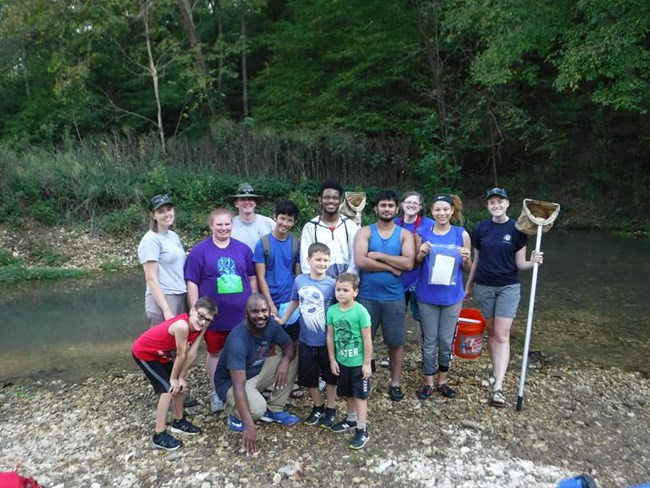 A group of students in Calf Creek