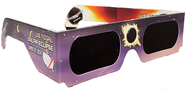 cardboard glasses with dark lenses