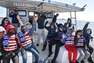 School kids on a boat ride