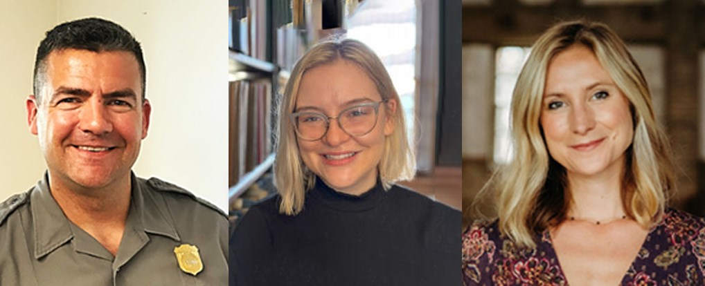 Portraits of three people