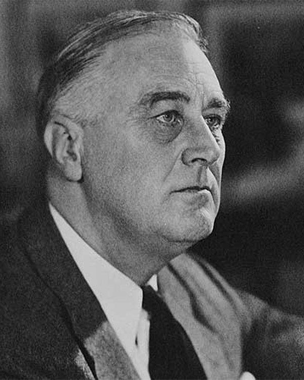 Black and white image of Franklin D. Roosevelt