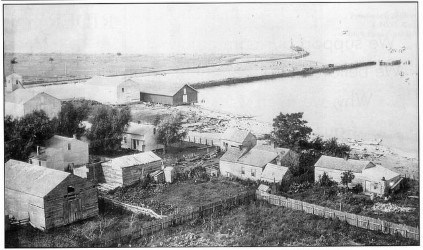 black and white aerial view of a residential area