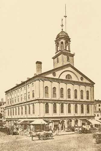Sepia photograph of Faneuil Hall 1903