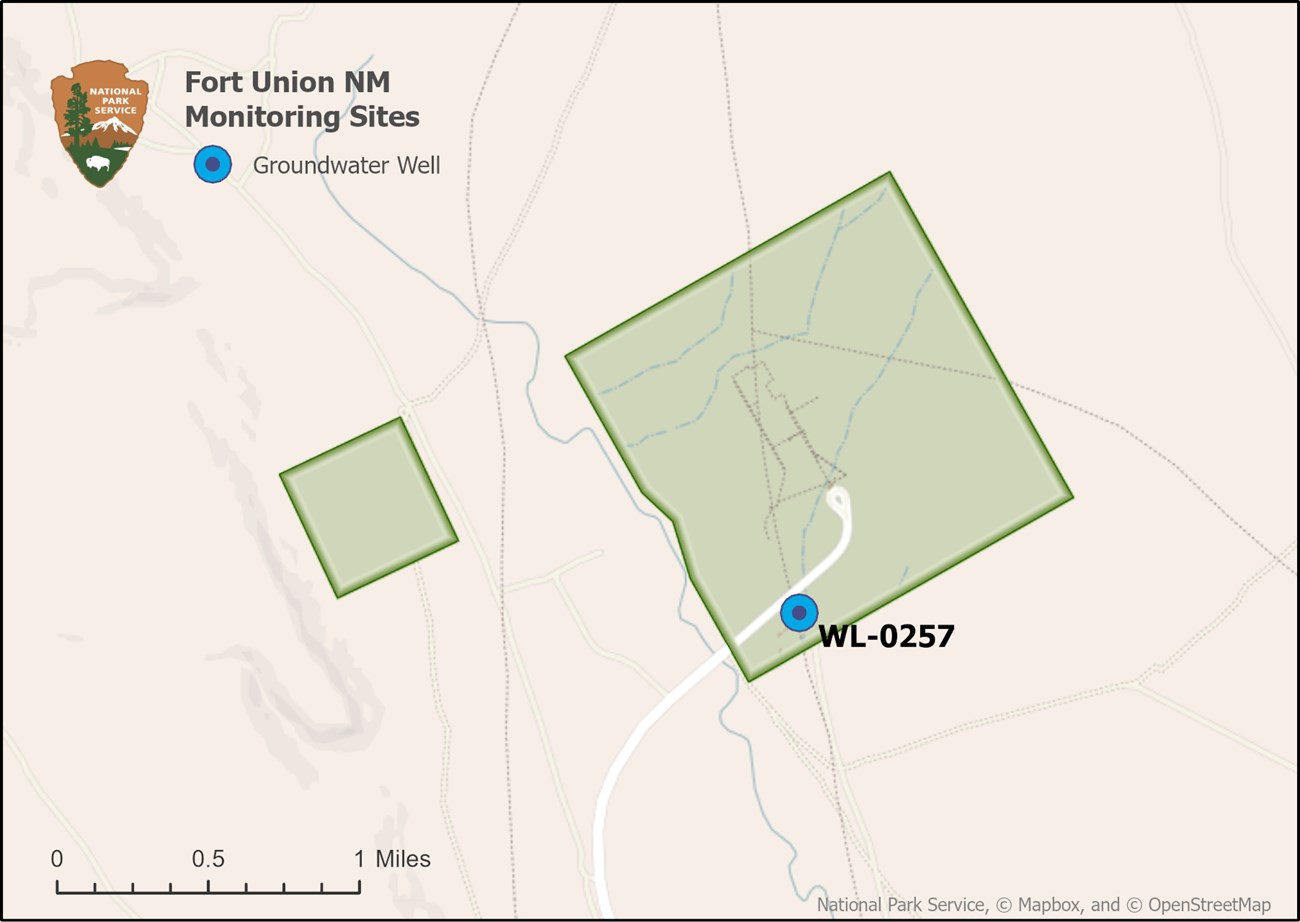 Map of a groundwater well in the southern end of the main park unit.