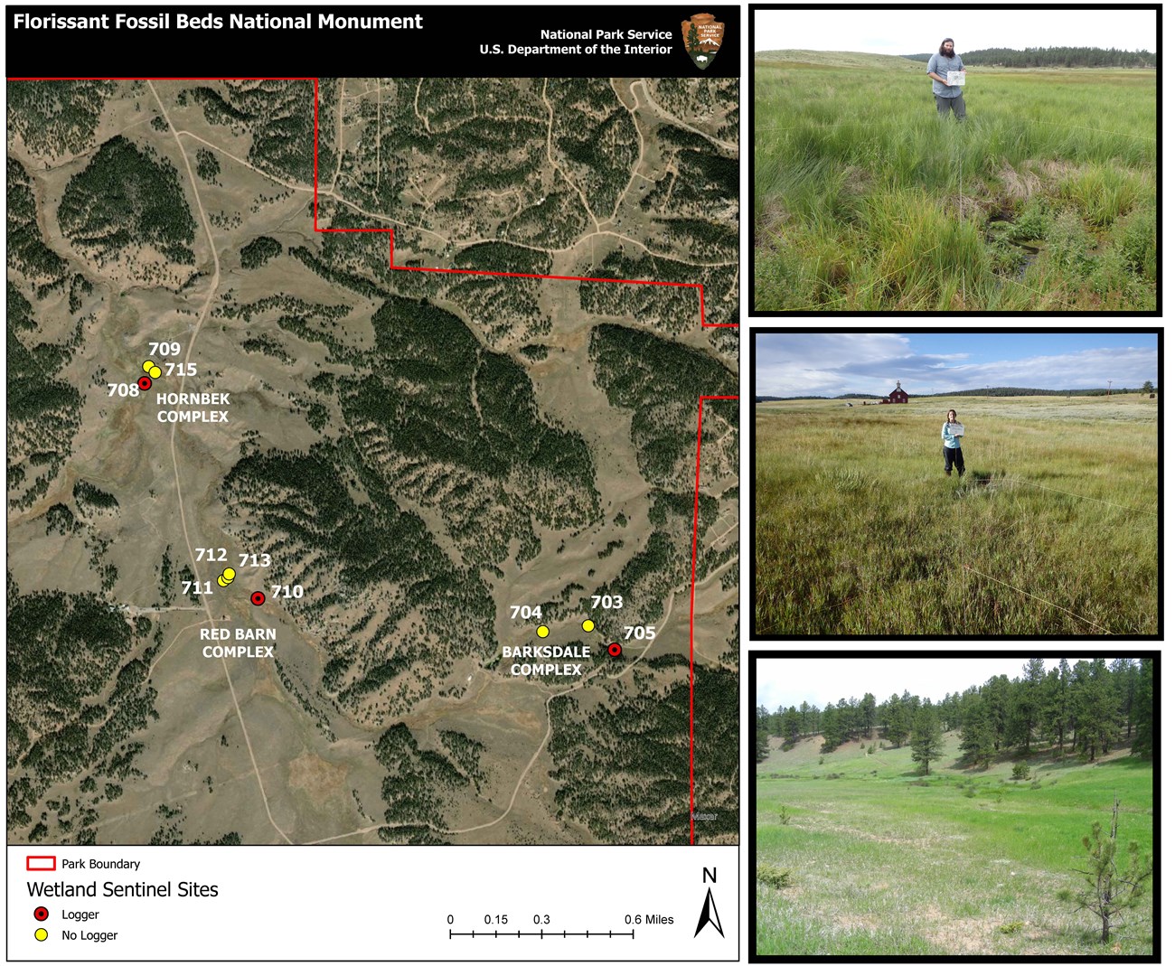 Map showing location of 3 wetland complexes and photo of each.