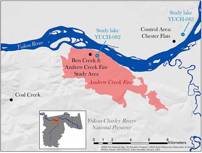 A map of the fire impact area in Yukon-Charley.