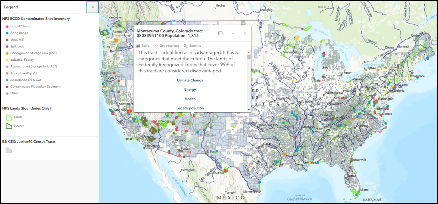 Map of the United States depicting GIS data