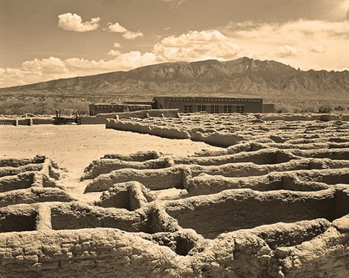 Kuaua Ruins, near Bernalillo, New Mexico, c. 1950. Photo Credit: Photographer unknown. Courtesy Palace of the Governors Photo Archives  (NMHM/DCA. Neg. # HP.2007.20.185.)