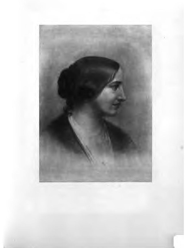 Black and white profile portrait of a woman, Ednah Dow Cheney, with her hair in a bun.
