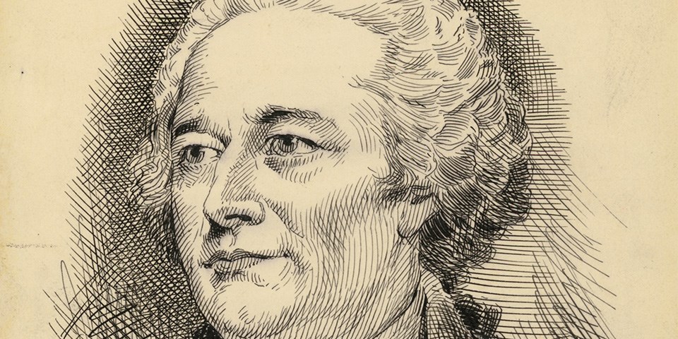 Ink line sketch of Alexander Hamilton
