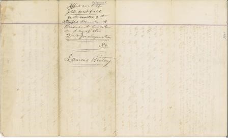 A faded hand-written document. A note in darker ink is written perpendicular to the faded writing on the page.