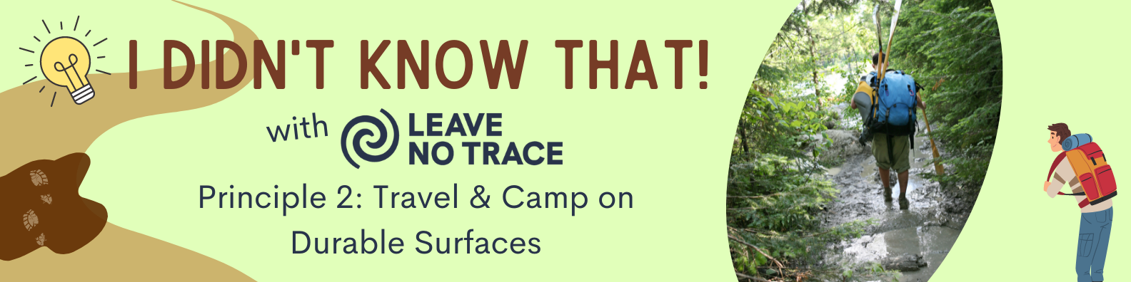 article banner for I Didn't Know That! with Leave No Trace Principle 2: Travel & Camp on Durable Surfaces