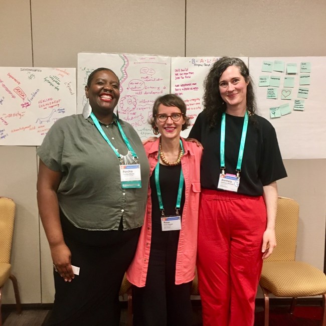 Porchia, Rose, and Aletheia leading the "Future Visioning" event and workshop at NCPH
