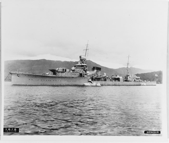 Japanese light cruiser YUBARI heavily damaged RALPH TALBOT off Savo Island.
