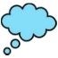 Blue thought bubble.