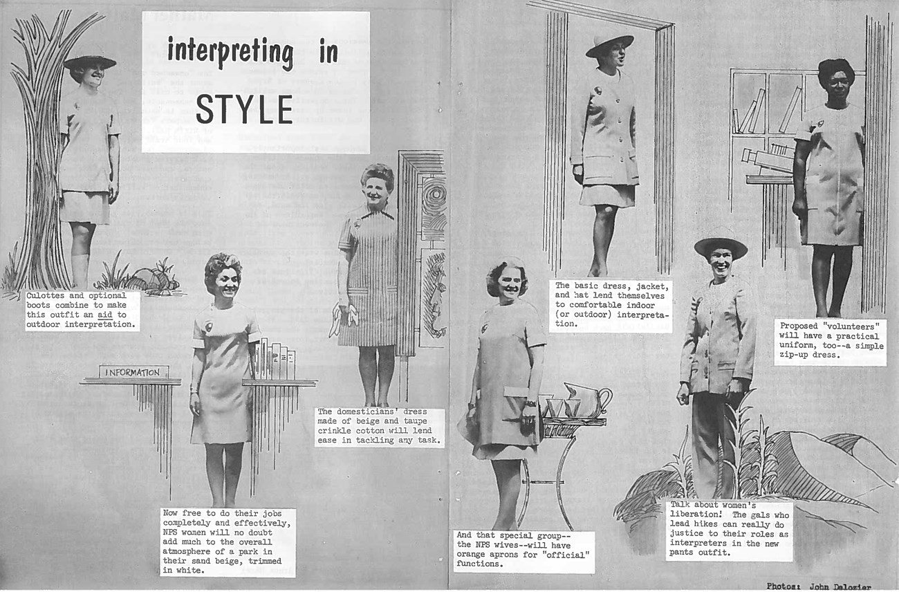 Page layout with women in uniform and Interpreting in Style header