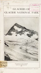 A scan from an old book page with a picture of a mountain glacier