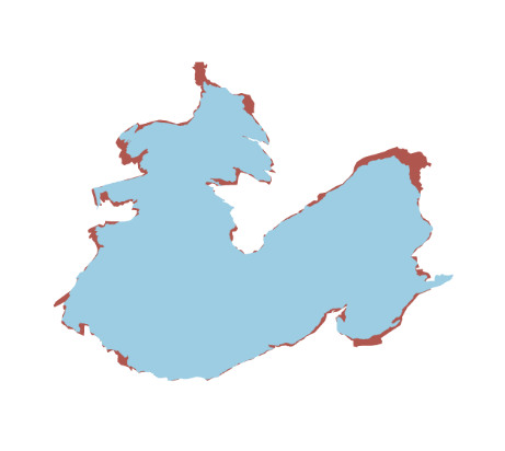 A simple shape outline of a glacier in two colors