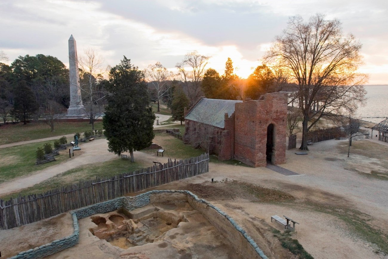 An aerial view of historic Jamestown