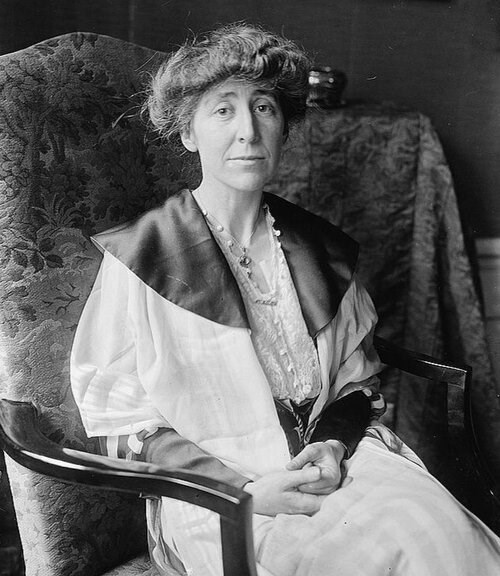 Black and white portrait of Jeannette Rankin. Library of Congress