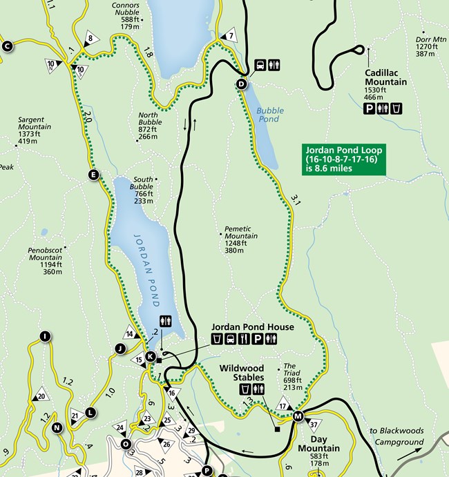 Map of the Jordan Pond Carriage Road Loop in Acadia National Park
