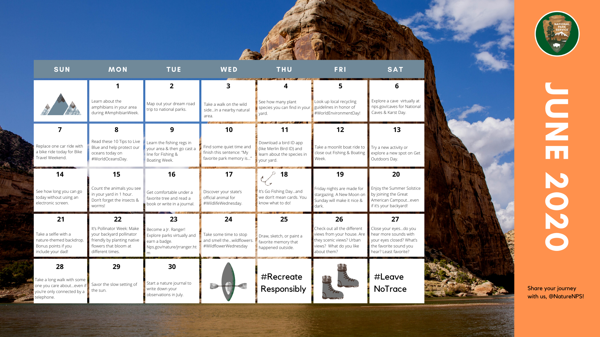 June Nature Calendar (U.S. National Park Service)