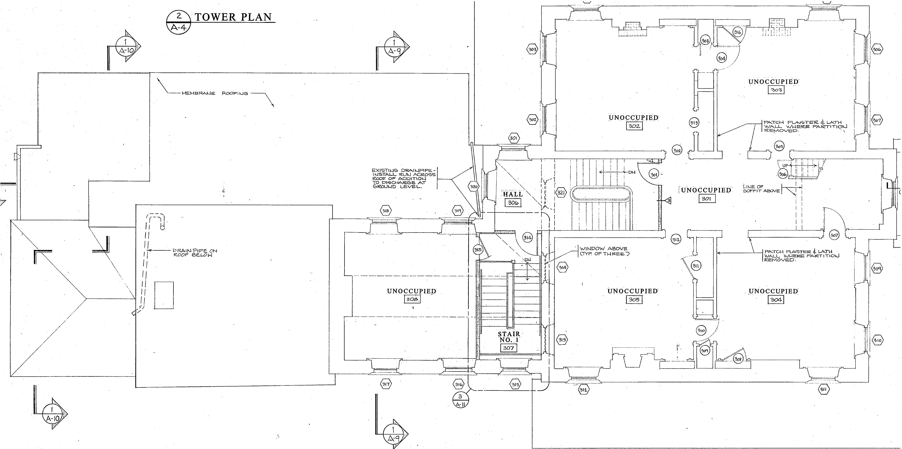 An architectural drawing showing the floor plan layout for the third floor of the Kennedy Supplee Mansion.