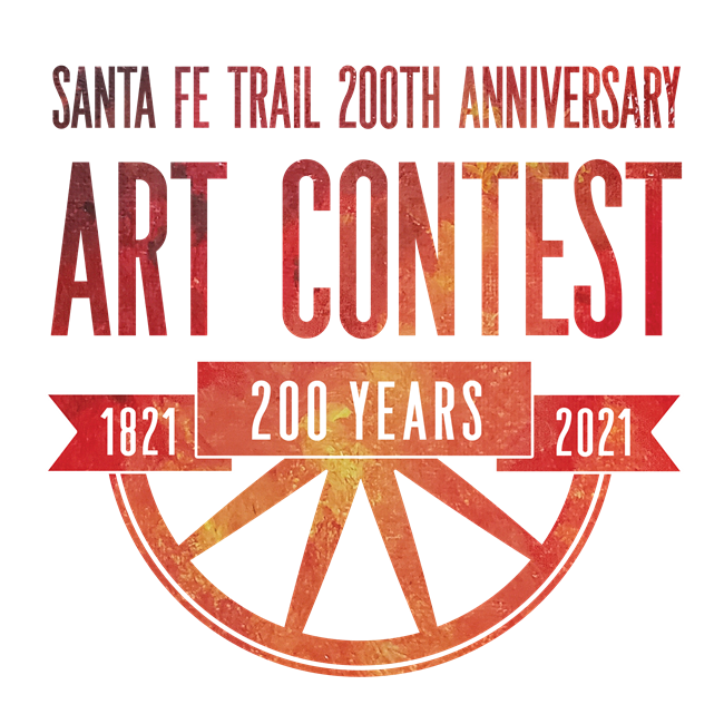 Text reading Santa Fe Trail 200th Anniversary Art Contest, 1821-2021, 200 years