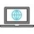 Colored icon representing a laptop and internet.