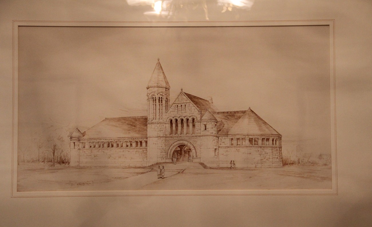 sketch of Billings Library at the University of Vermont