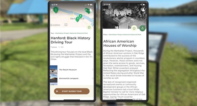 Two screenshots of tours in the NPS App