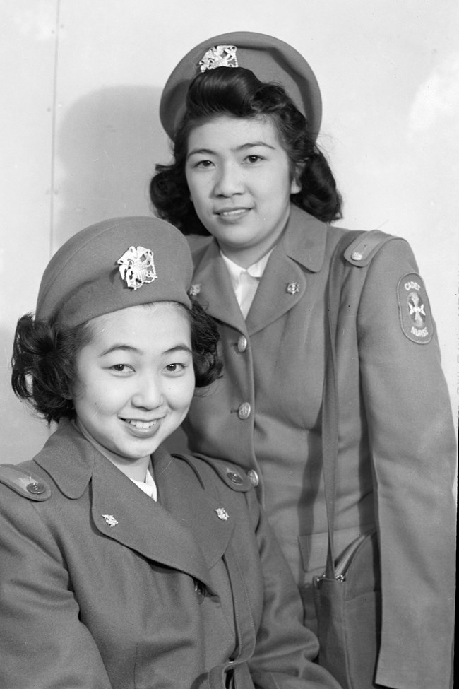 two women in Cadet Nurse Corps uniforms