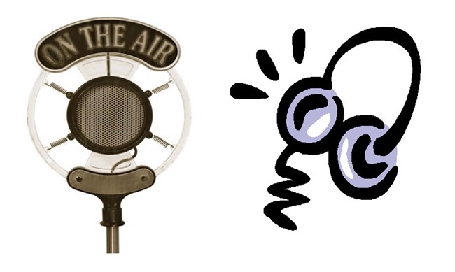 Illustration of old-style microphone with "On The Air" embossed on it