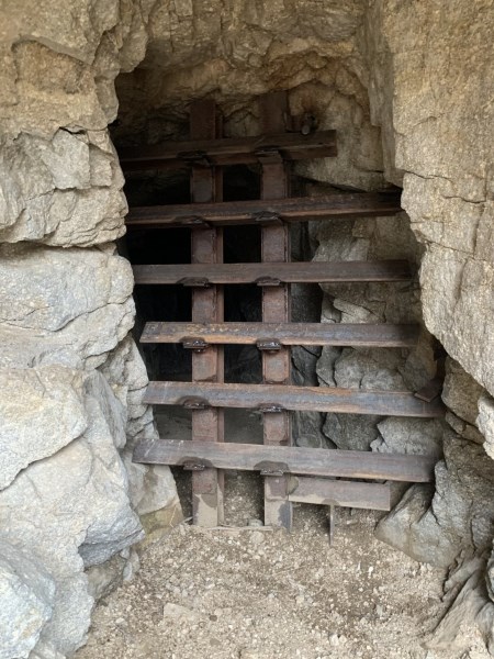 A mine opening when a metal gate