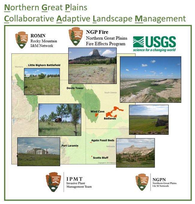 Images of several park units on a map showing the location of each