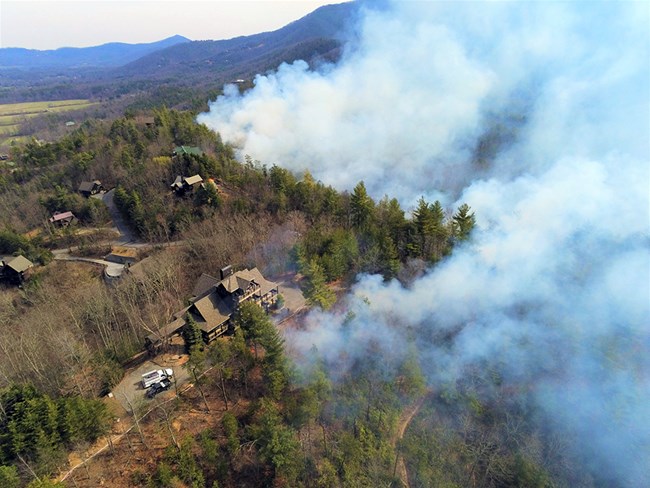 Aerial Photo of Wear Cove Prescribed Burn March 09, 2021.