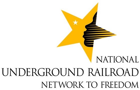 Drawing of a face of a person in profile within a yellow star. Word below star say National Underground Railroad Network to Freedom.