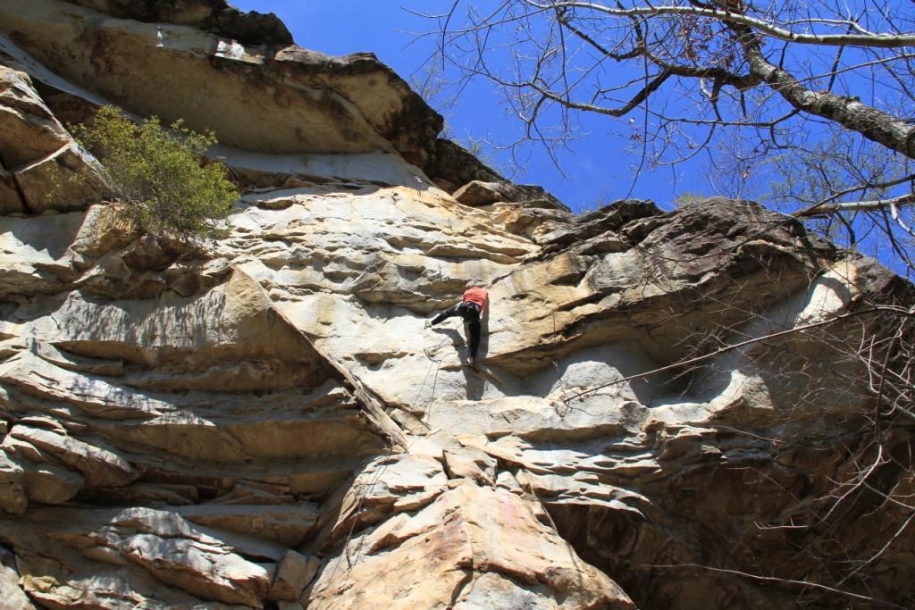 Person rock climbing outdoors