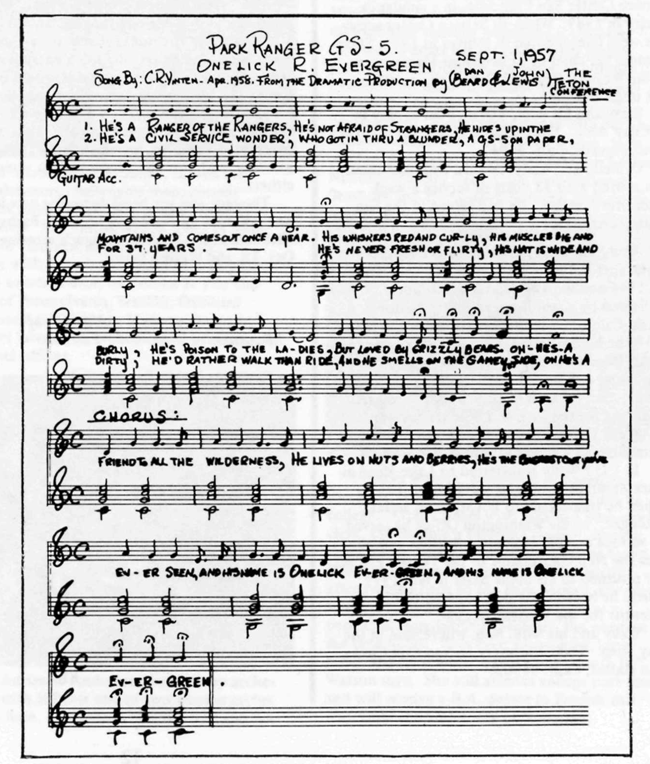 sheet music for One Lick Evergreen song