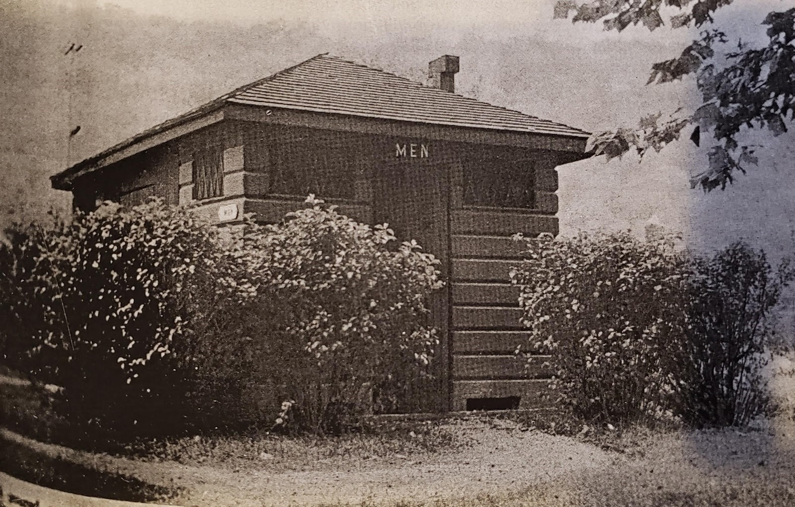 Outhouse for men in Ohio in 1959.
