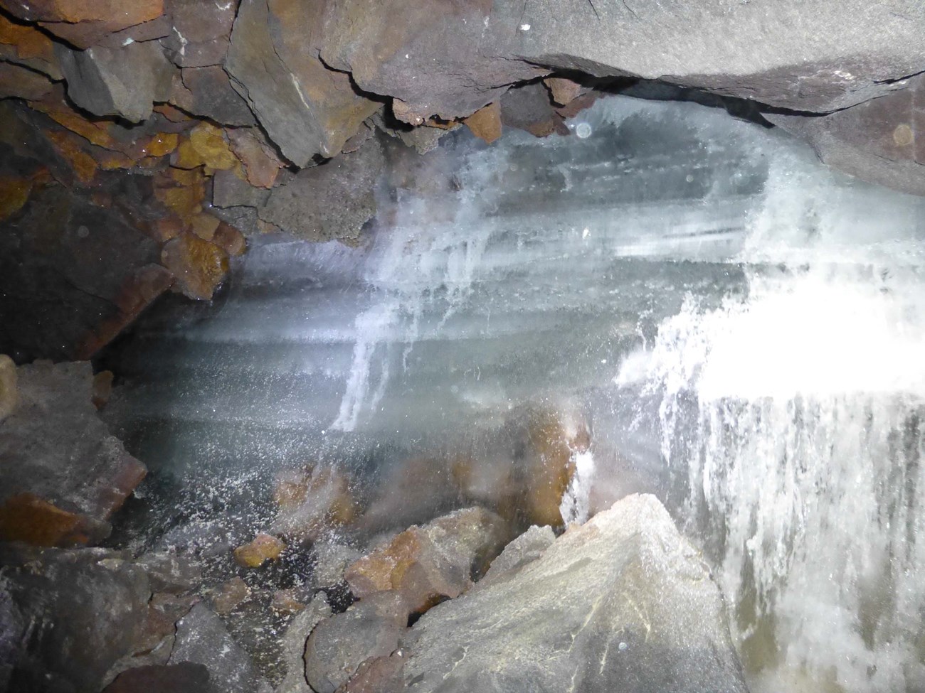 photo of ice formation in a cave